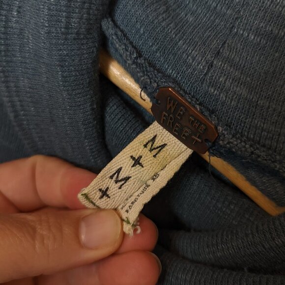 Free People We The Free Teal Split Back Turtleneck Cowl Tunic Thermal Sweater - Picture 3 of 5